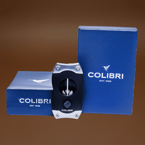 Colibri Premium V-Cut Cigar Cutter Ergonomic Stainless Steel Spring- Loaded Blade, Ideal for up to 60+ Ring Gauge - Gift for Cigar Enthusiasts (Brushed Chrome).