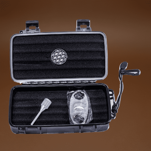 Flauno Travel Cigar Humidor Case - Portable Cigar Box with Humidifier Disc & Cigar Cutter Waterproof, Crushproof, Airtight, Durable (Holds up to 5 Cigars)