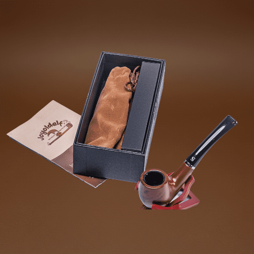 Joyoldelf Tobacco Pipe, Classic Smoking Pipe with Foldable Pipe Stand, Bent Tobacco Pipes for Smoking with Gift Box and Smoking Accessories