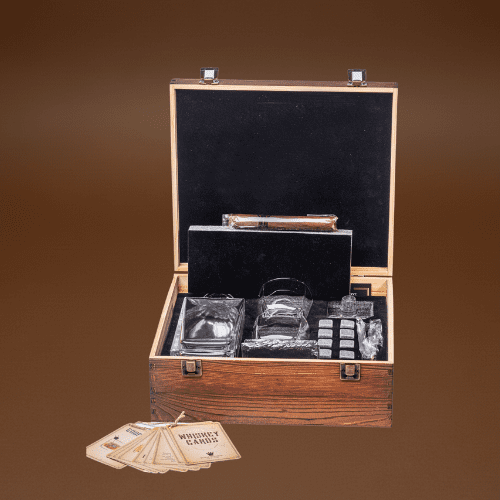 Whiskey Decanter Gift Set by Royal Reserve- 24 oz 750ml with Glasses, Chilling Stones, Coasters and Tong