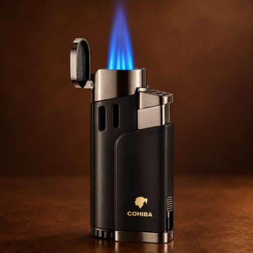 Cohiba Cigar Torch Lighter with Punch 4 Jet Refillbale Lighters Windproof